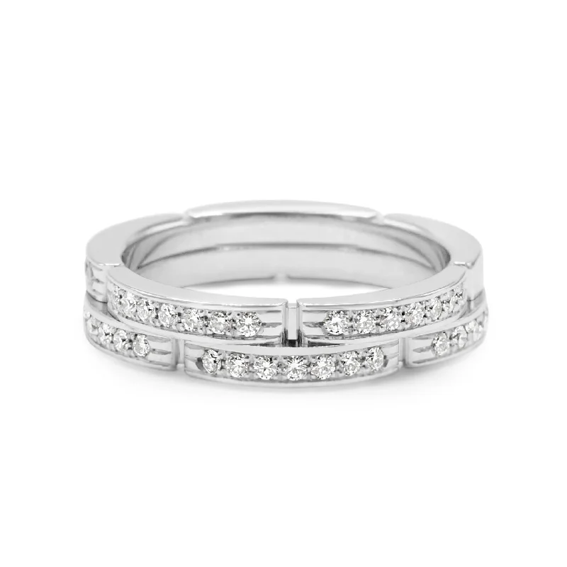 Wedding Rings with Diamonds-Cartier Maillon Panthère Diamond Ring Size 53 - 18ct White Gold