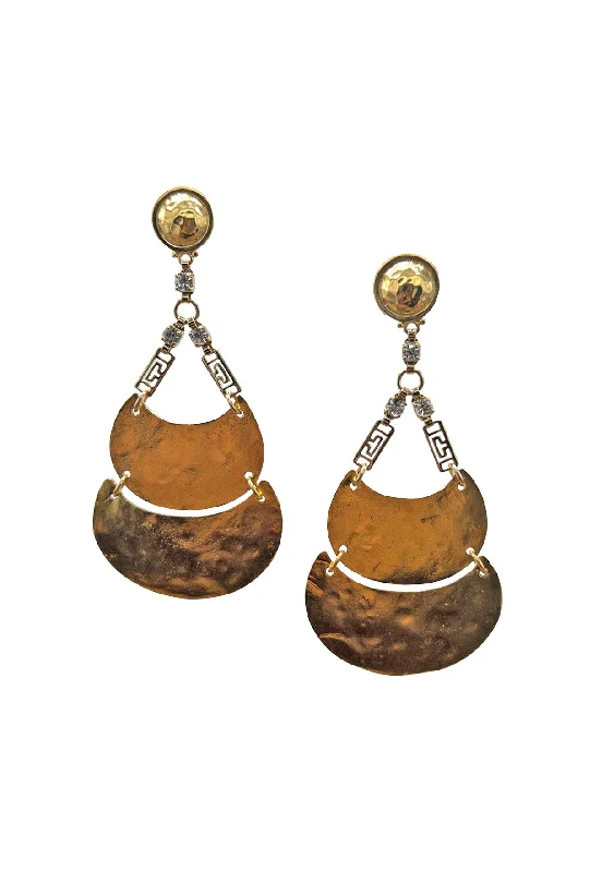 Eco Earrings-Diamond Illusion Hammered Gold Wedge Post Earrings