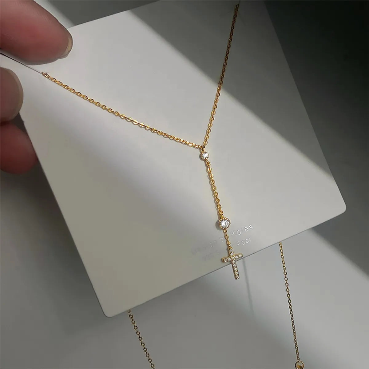 Vintage Necklaces-Ig Style Simple Style Cross Sterling Silver Inlay Zircon Pendant Necklace