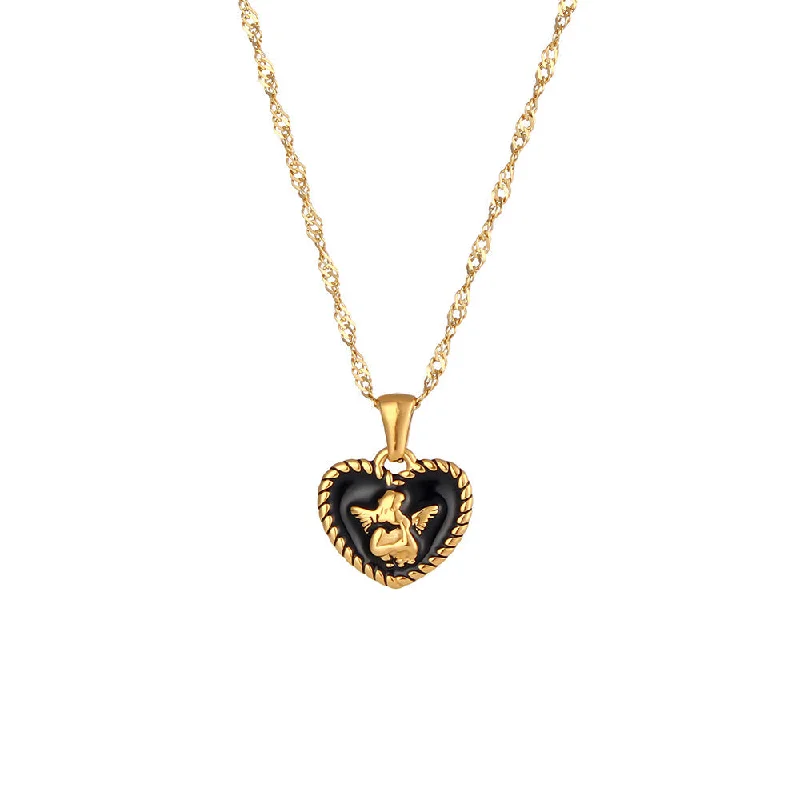 Love Angel Necklace - Black