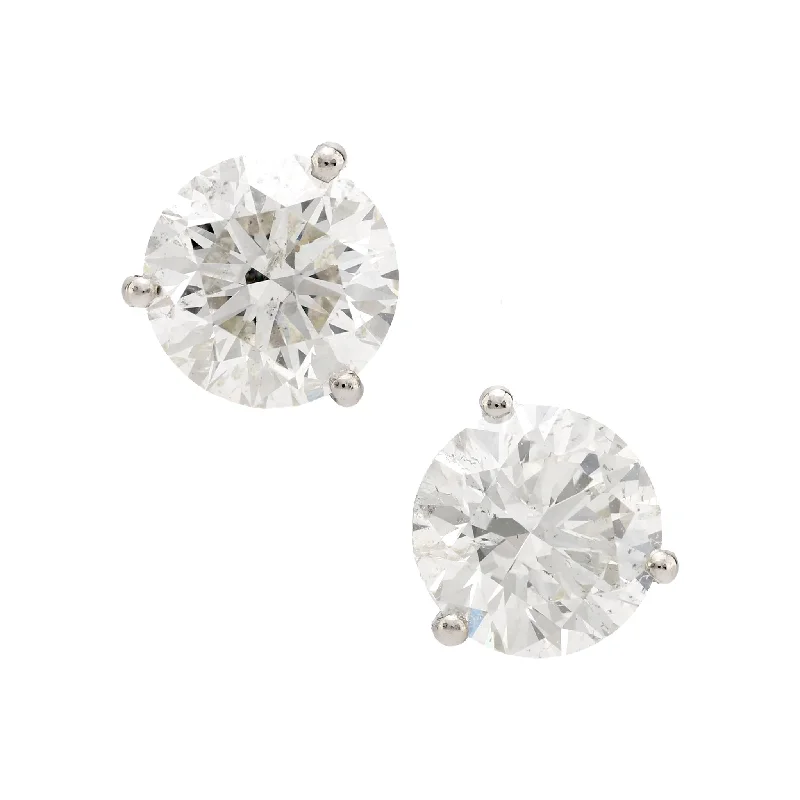 Shiny Gemstone Earrings-GIA 4.06 carat total weight diamond 18k white gold stud earrings