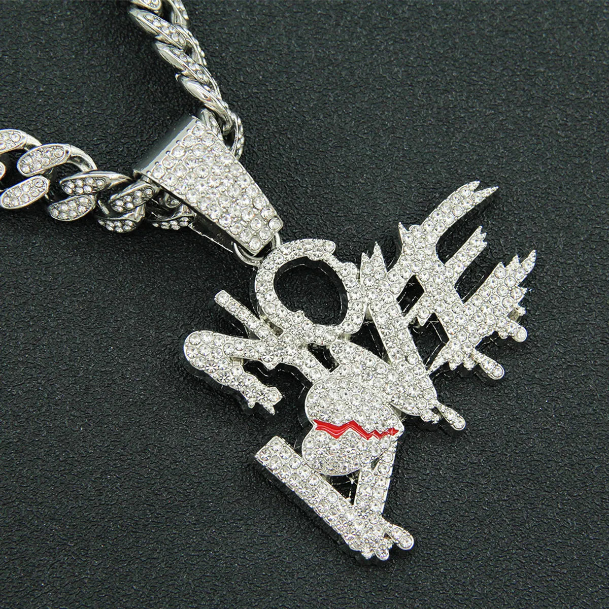 Butterfly Pendant Necklaces-Hip-Hop Punk Letter Alloy Plating Inlay Rhinestones Men'S Pendant Necklace