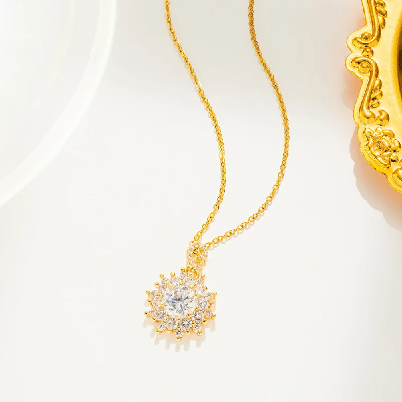 878 Sunflower Necklace Gold