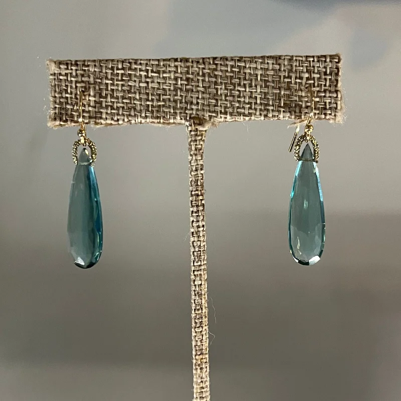 Crystal Stud Earrings-Long and Elegant Aquamarine Drops