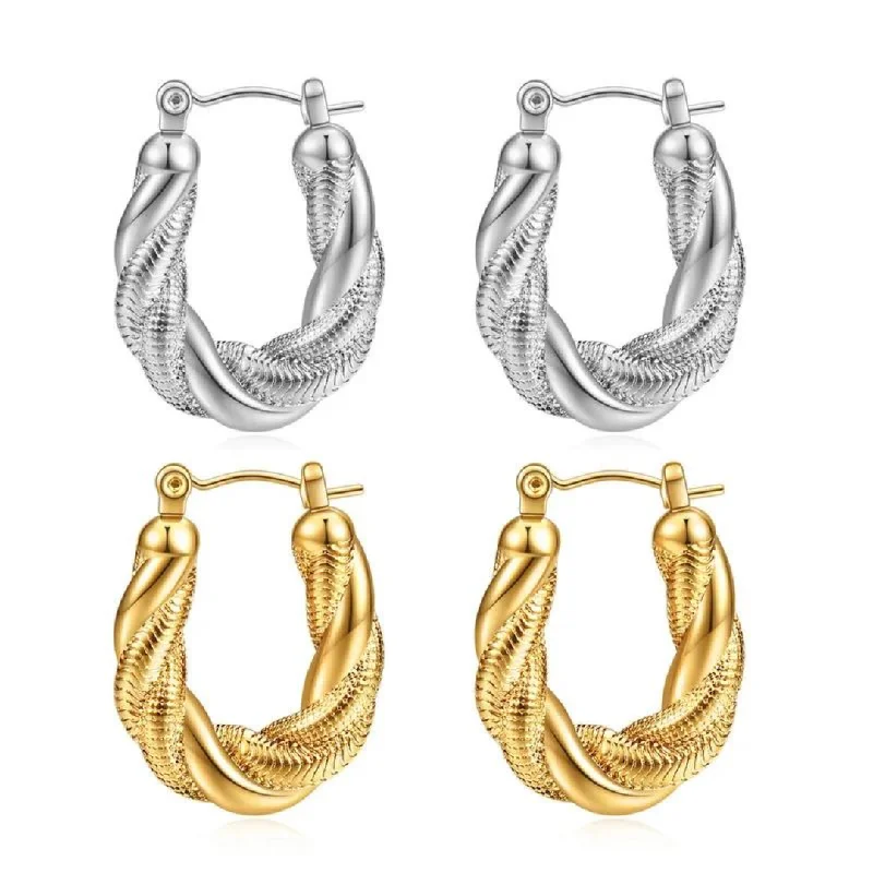 Double Hoop Stud Earrings-Twist Earrings