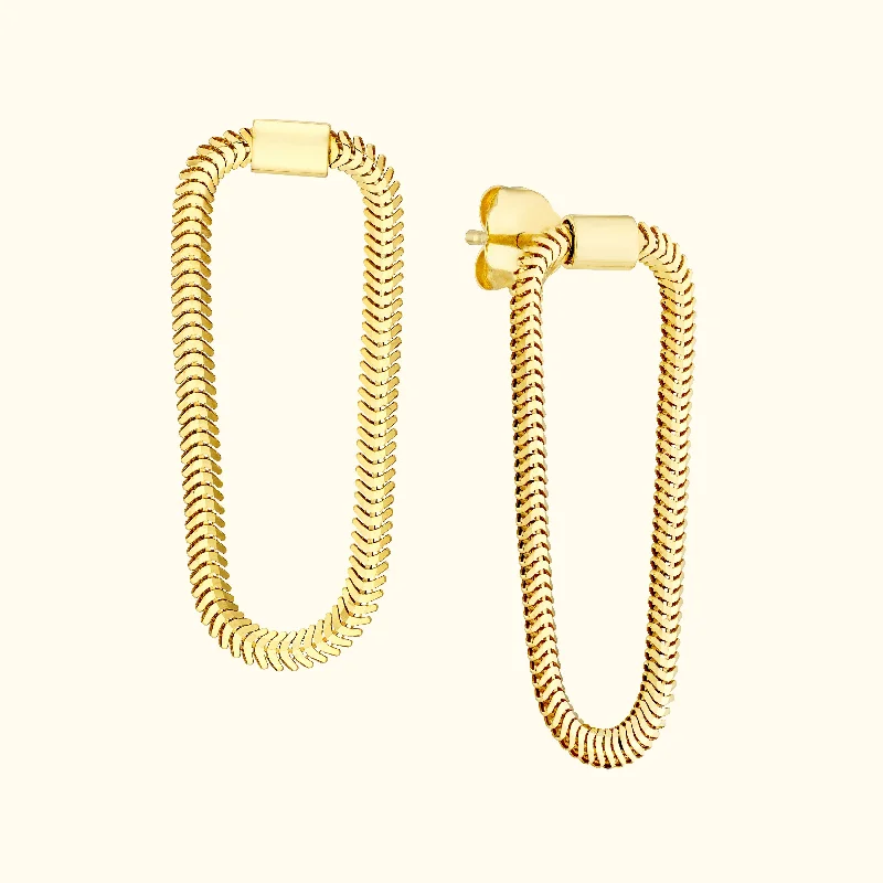 Large Stud Earrings-Loop Snake Chain Earrings