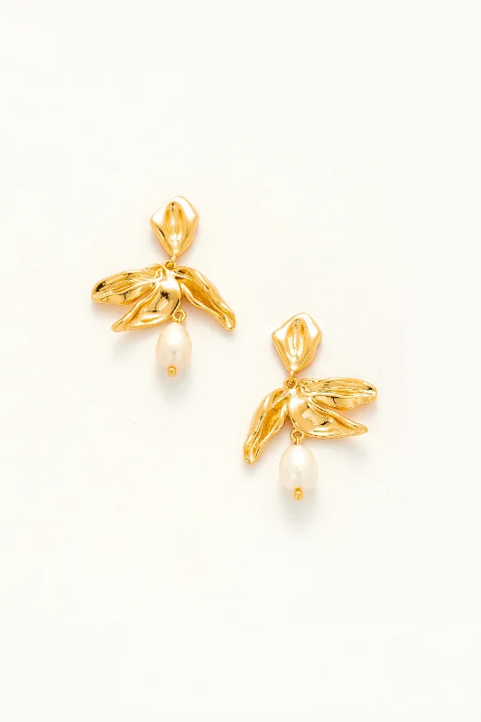 High-End Earrings-Leaves Pearl Drop Earrings