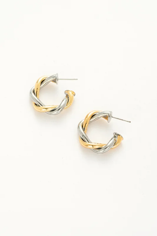 White Gold Earrings-Silver-Gold Whirlwind Earrings