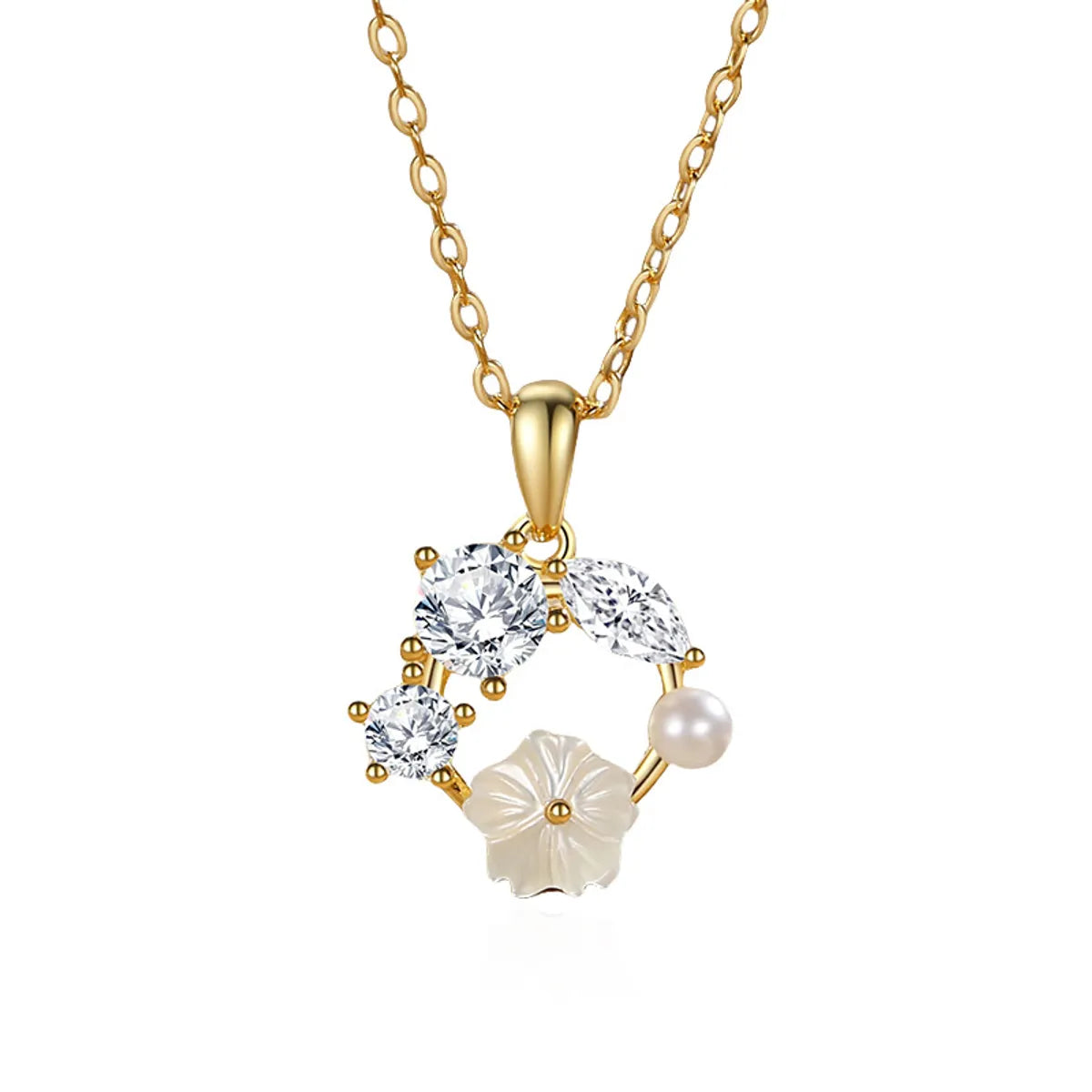 Elegant Gold Necklaces-Sterling Silver Plating Flower Pendant Necklace