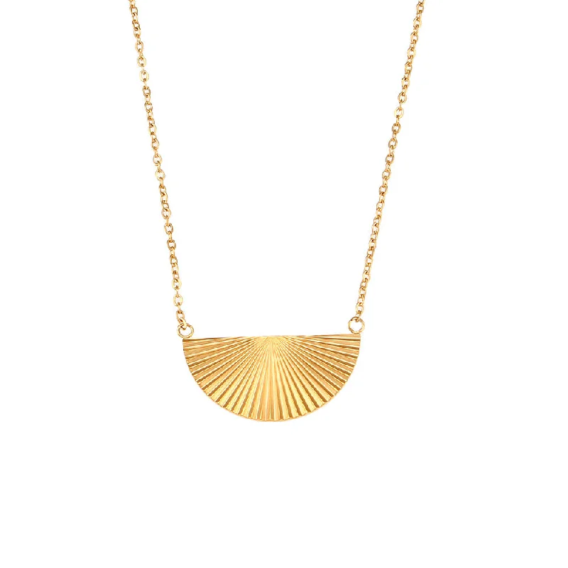 Striped Geometry Pendant Necklace - Half Round