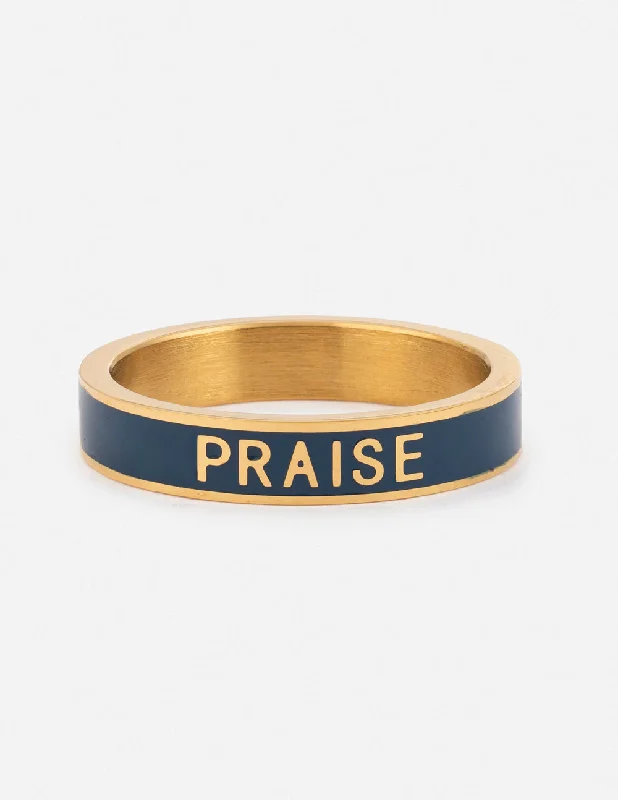 Men’s Luxury Rings-Navy Enamel Praise Ring