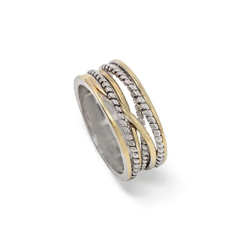 Men’s Promise Rings-2Tone Ring CrossOver Cable