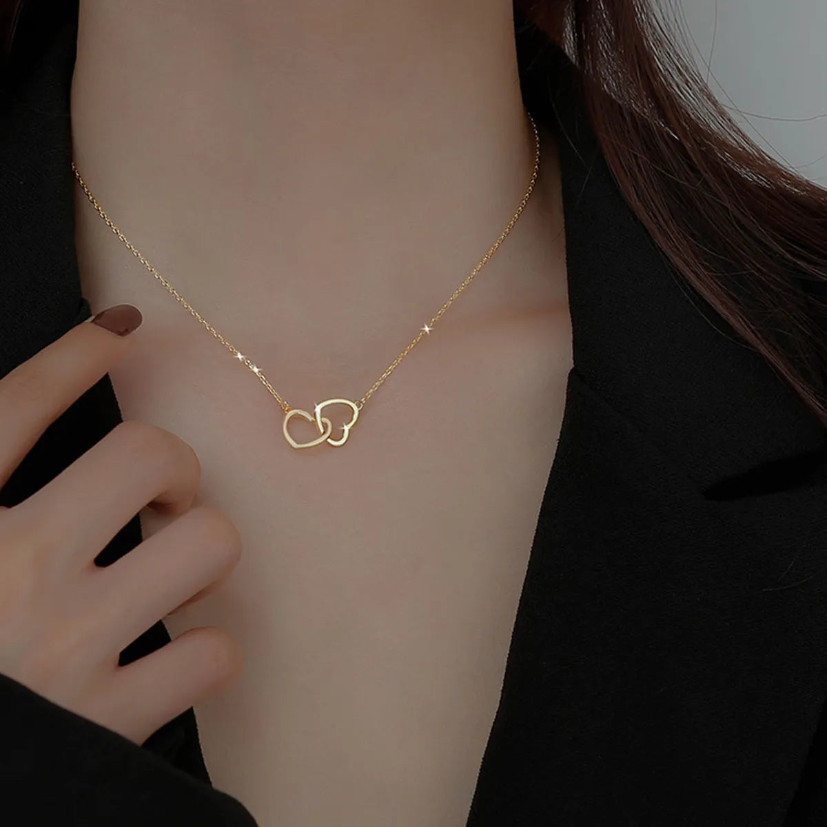 Antique Gold Necklaces-Wholesale Jewelry Simple Style Heart 304 Stainless Steel 18K Gold Plated Plating Necklace