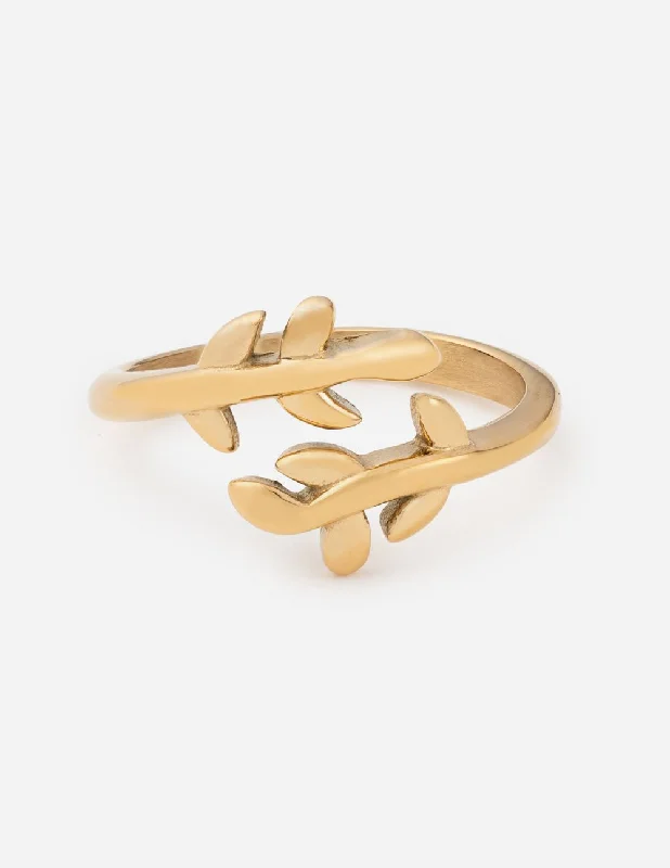 Oval Cut Rings-Gold Olive Branch Ring