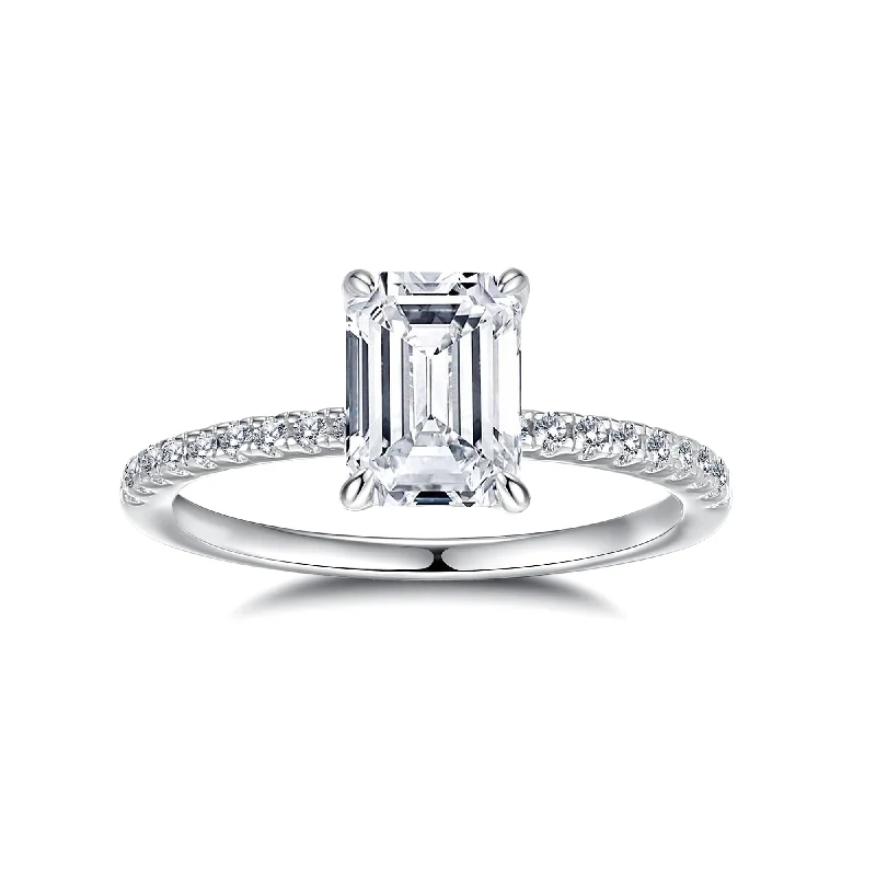 Cocktail Rings-FANCIME Classic Solitaire Radiant Cut Moissanite Sterling Silver Ring