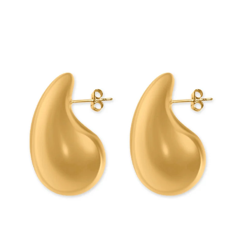 Gold Drop Earrings-Gold Teardrop Studs