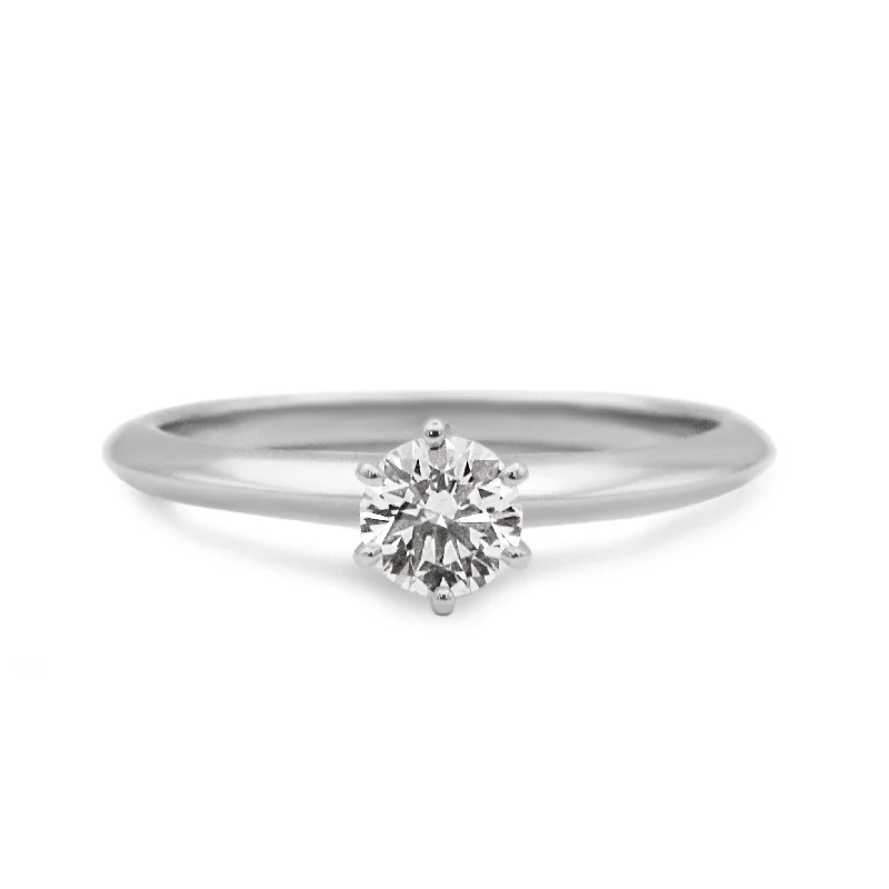 Wedding Rings-Tiffany & Co. Solitaire 0.45ct Diamond Ring - Platinum