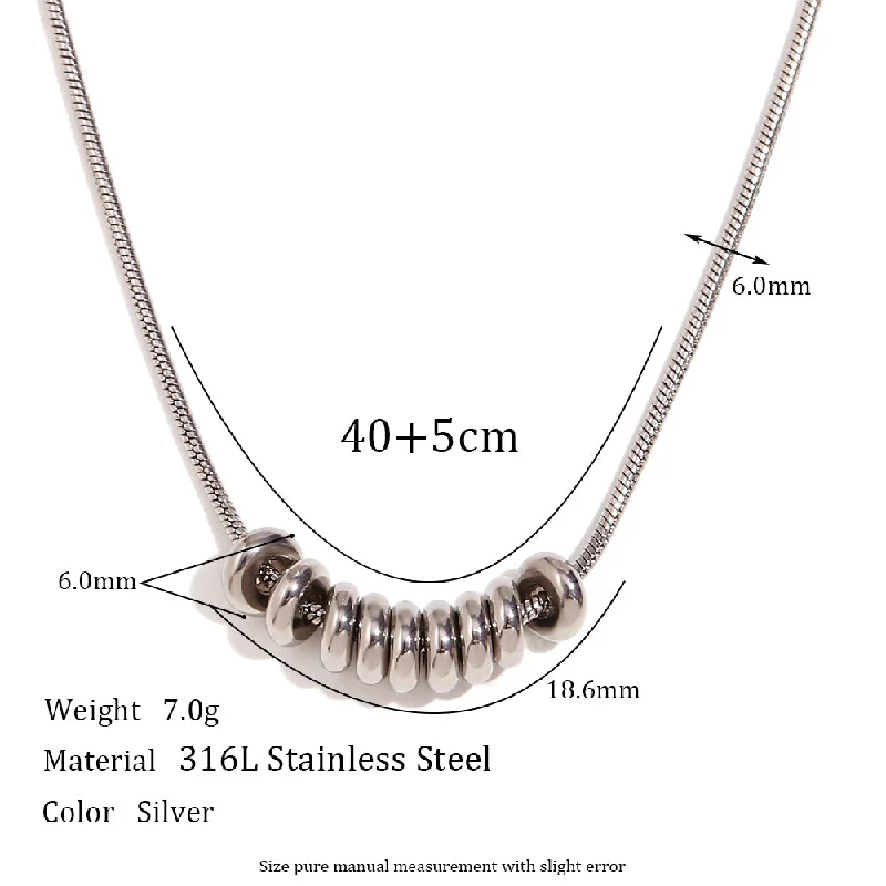 Compound Metal Beans Broken Silver Pendant Necklace-Silver