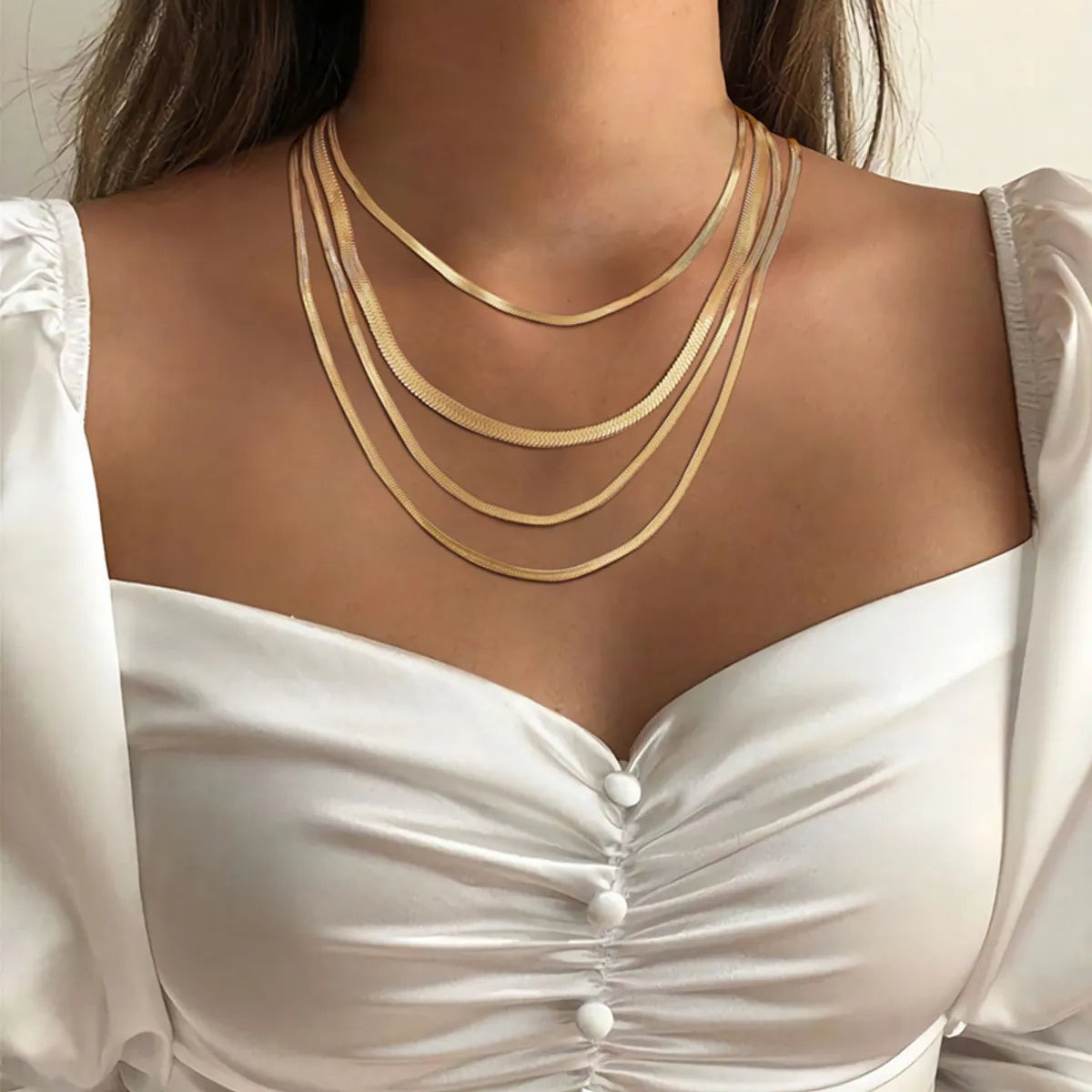 Adjustable Necklaces-Ins Style Retro Simple Style Solid Color Stainless Steel Plating 18k Gold Plated Necklace