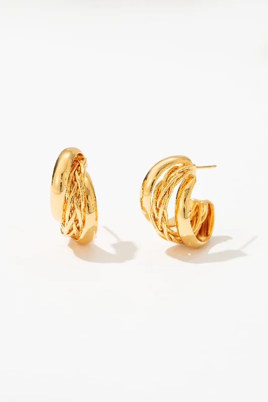 Designer Gemstone Earrings-Juno Twist Huggie Earrings