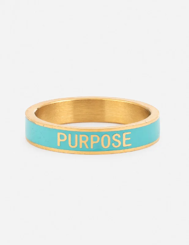 Unique Wedding Rings-Teal Enamel Purpose Ring