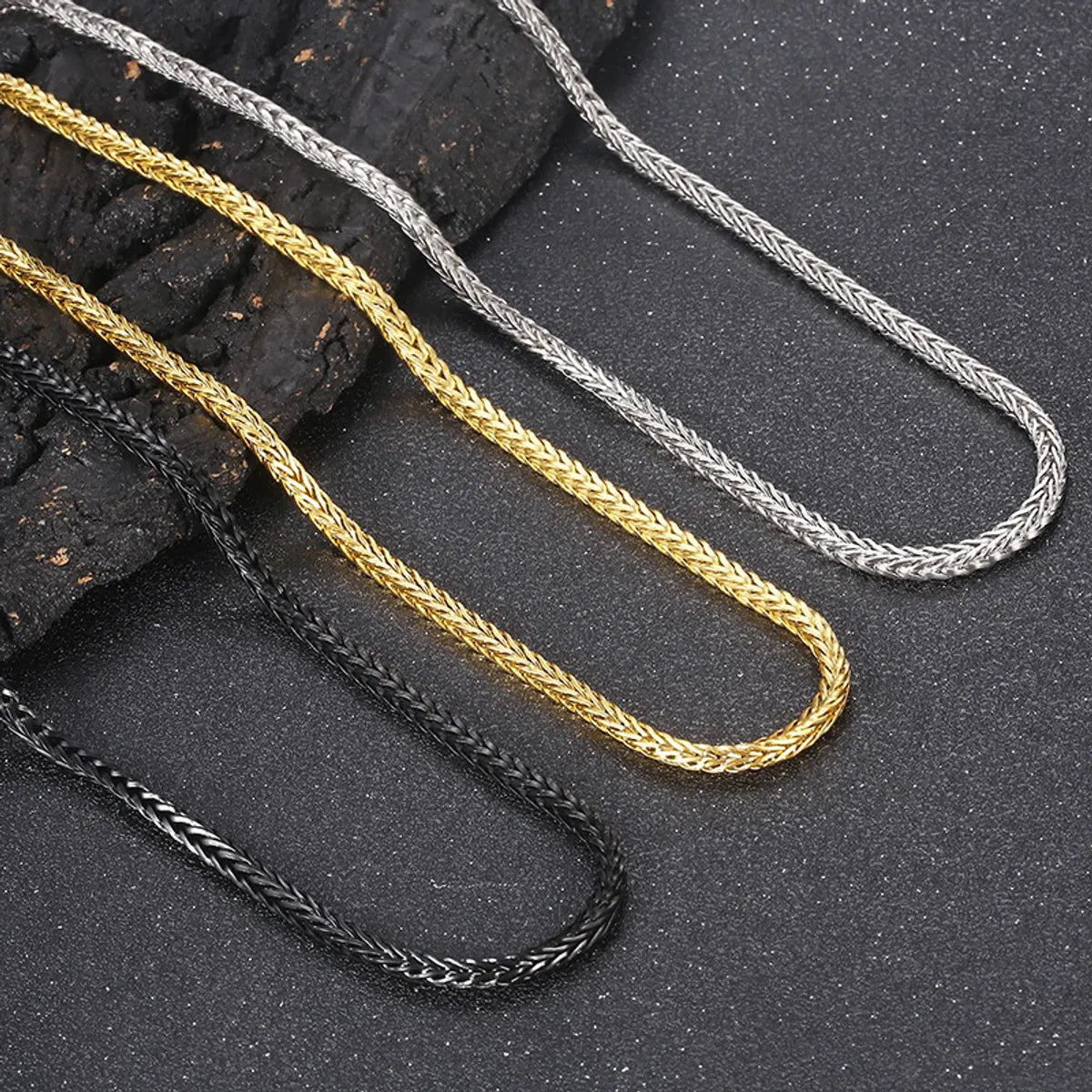 Luxury Pendant Necklaces-Punk Solid Color Titanium Steel Plating Chain Men'S Sweater Chain Necklace