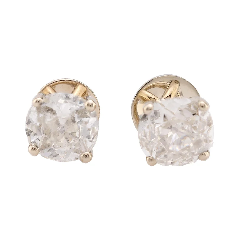 Clip-On Earrings-Modern 3.43 carat total weight diamond 18k white gold stud earrings