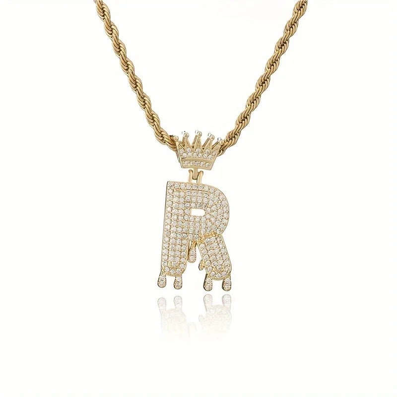 Gold|R Pendant without Chain