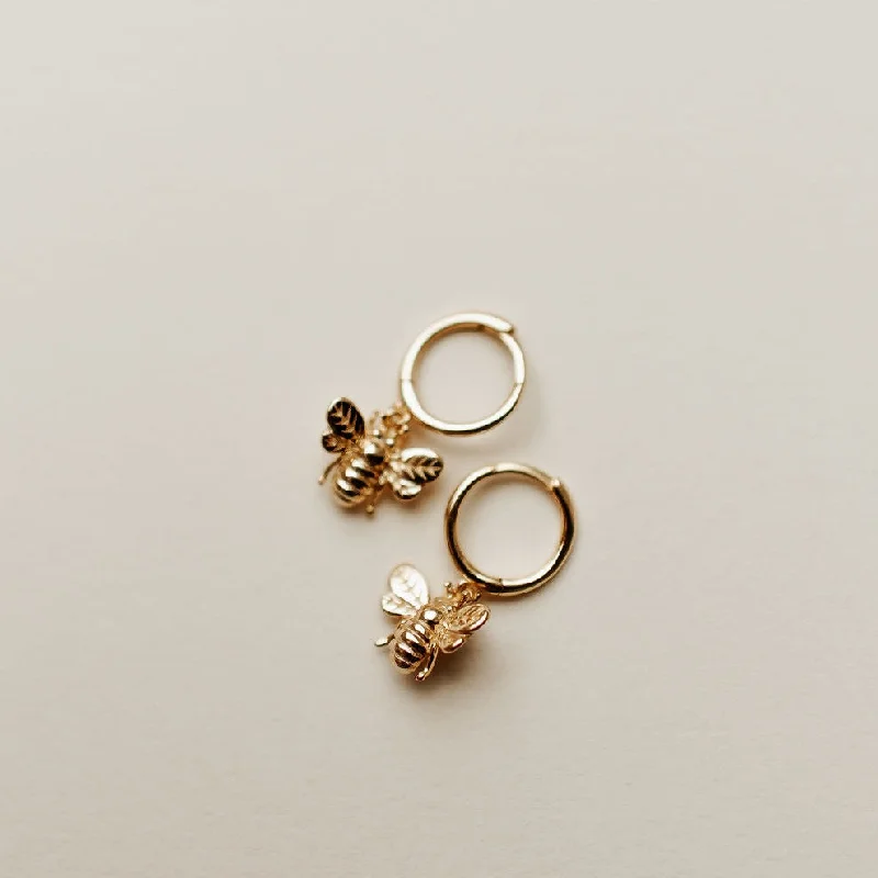 Modern Earrings-Honey Bee Hoops