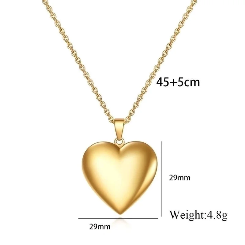 Butterfly Necklaces-Wholesale Simple Style Heart Shape Titanium Steel Plating Gold Plated Pendant Necklace