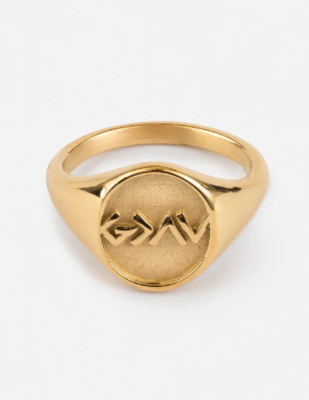 Gold Wedding Bands-Highs and Lows Signet Ring