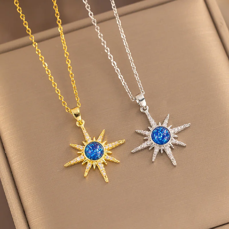 Dainty Necklaces-Moderate Luxury Round Geometric Titanium Steel 18K Gold Plated Necklaces