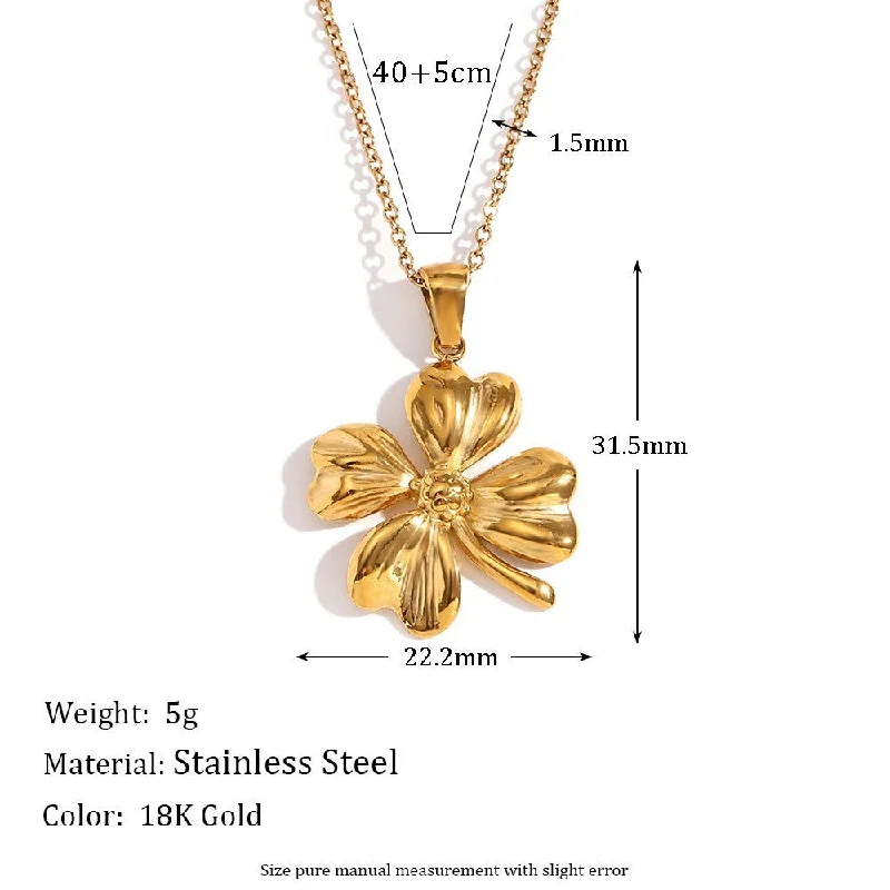 Vintage Flower Pendant Necklace - Gold