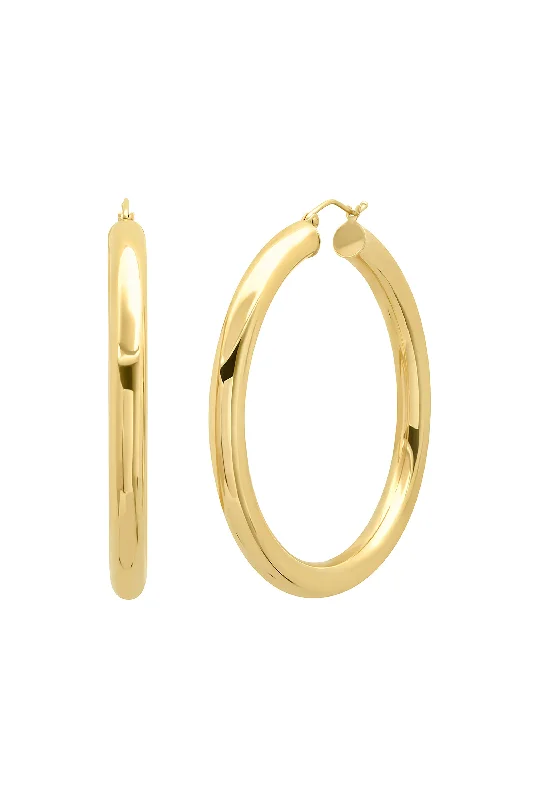 Gold Pearl Earrings-Large Jenah Hoops