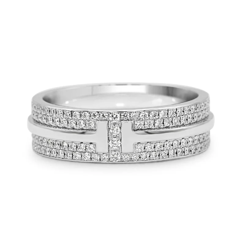 Adjustable Rings-Tiffany T Wide Pavé Diamond Band Ring