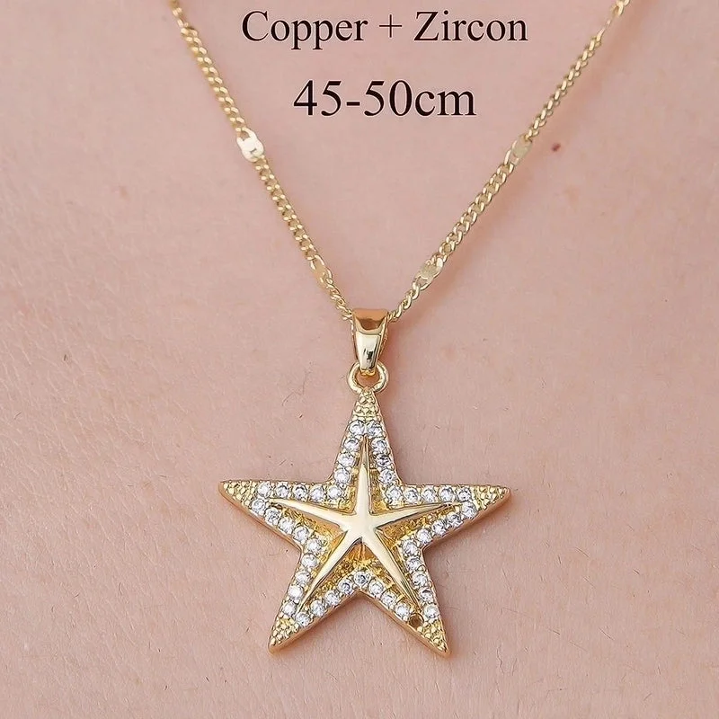 Custom Necklaces-Wholesale Simple Style Rainbow Star Moon Stainless Steel Titanium Steel Polishing Plating Pendant Necklace