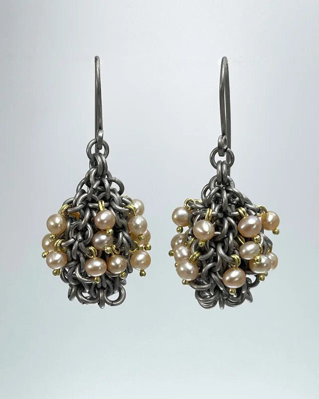 Wedding Day Earrings-Alison Evans Pearl Cluster Earrings