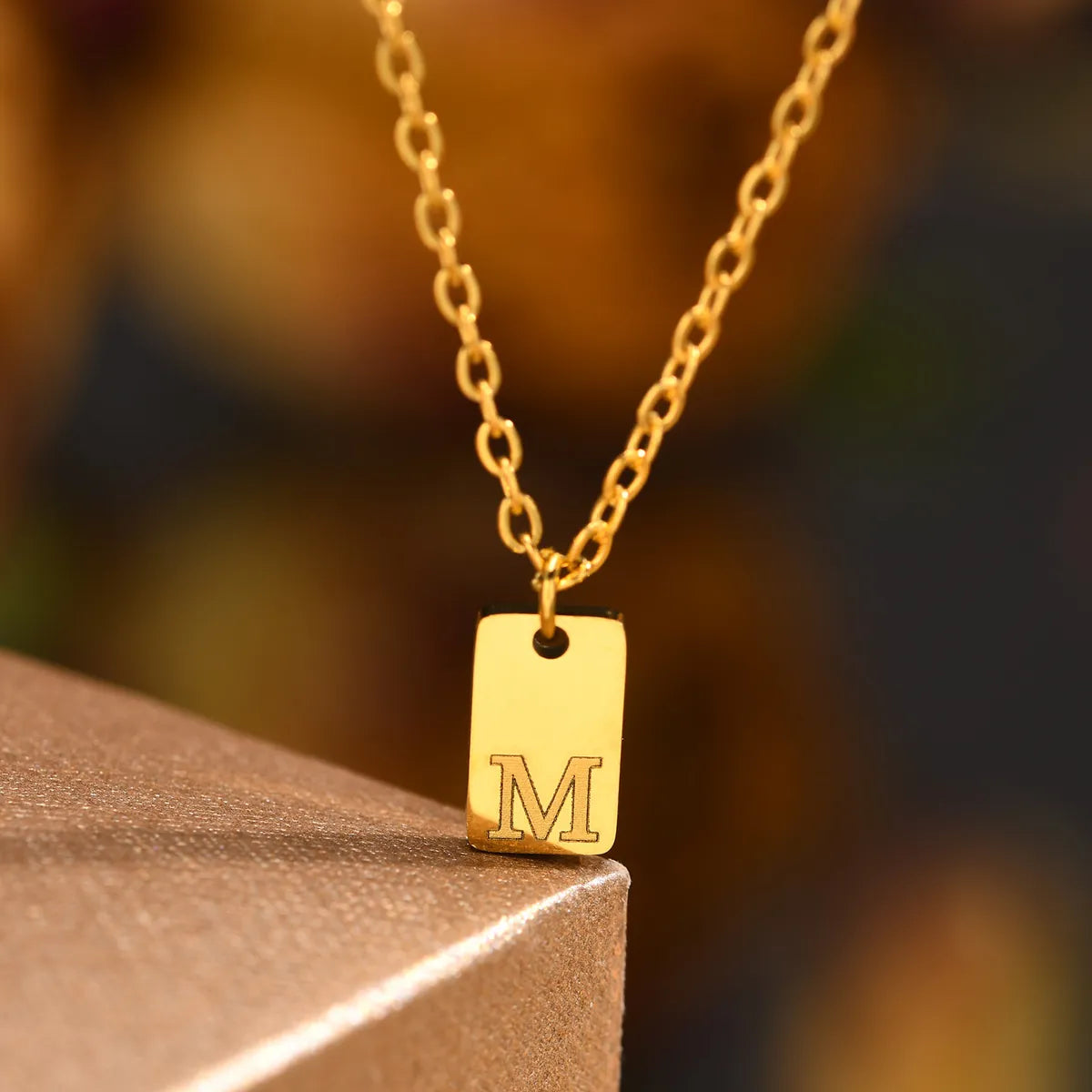 Custom Text Necklaces-Stainless Steel 18K Gold Plated IG Style Letter Pendant Necklace