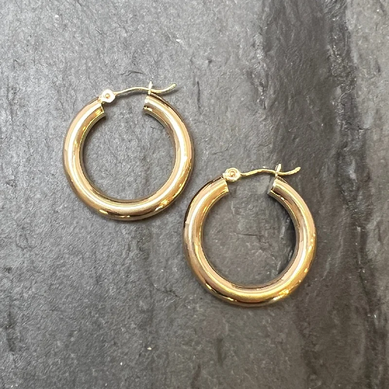 Opal Earrings-14k 4x25mm Hoop Earrings