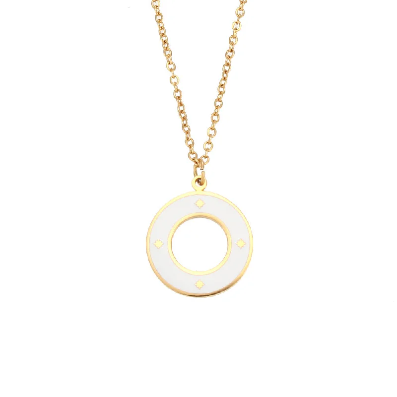 Dropping Oil Radiance Ring Pendant Necklace - White