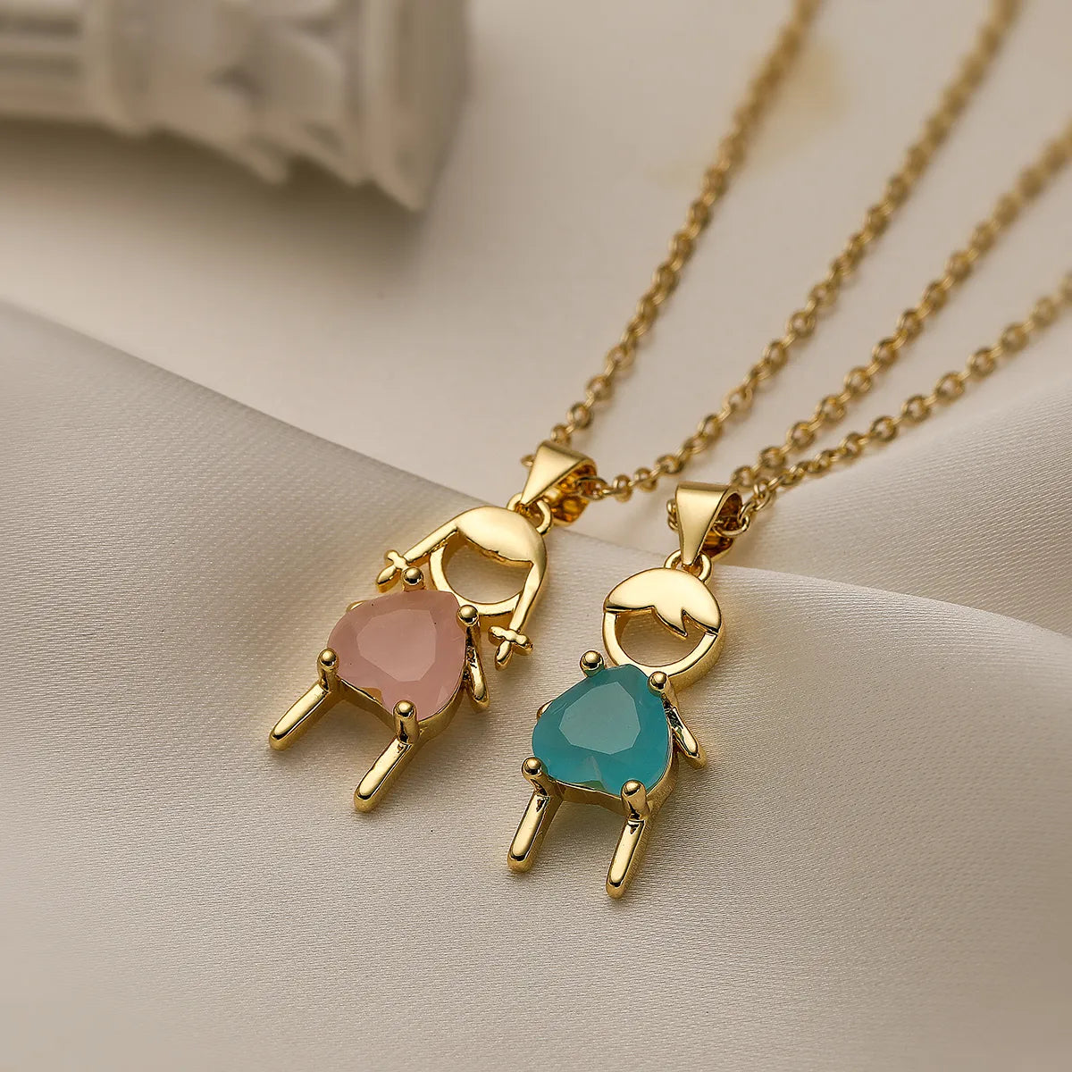 Adjustable Pendant Necklaces-Cute Streetwear Cartoon Copper Plating Inlay Zircon 18k Gold Plated Pendant Necklace