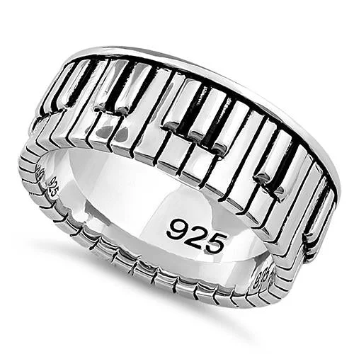 Titanium Wedding Rings-Sterling Silver Piano Keys Ring