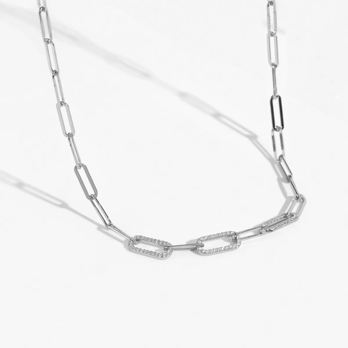 Gold Chain Necklaces-Ig Style Simple Style Solid Color Sterling Silver Plating Inlay Zircon Necklace