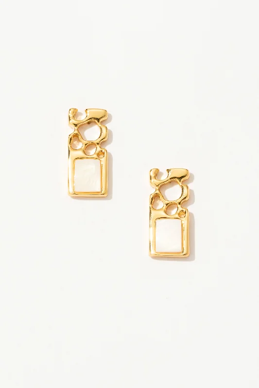 Long Drop Earrings-Carys White Stud Earrings