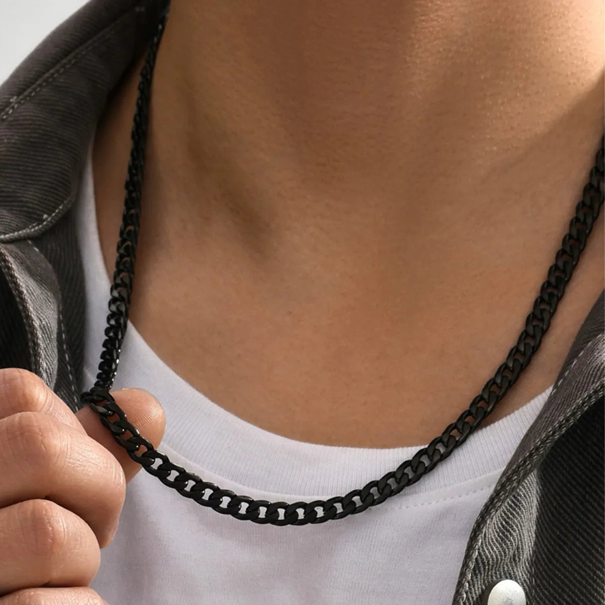 Gold Chain Necklaces-Hip-Hop Solid Color Stainless Steel Men'S Necklace