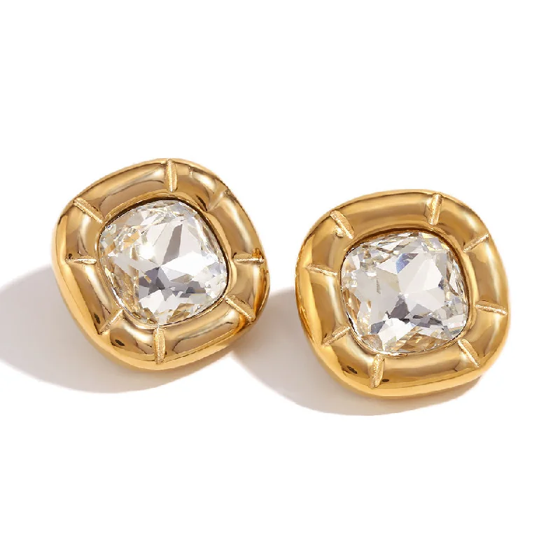 Earrings - Gold - White Zirconia