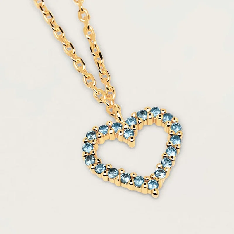 Yellow Gold Necklace Blue Diamond