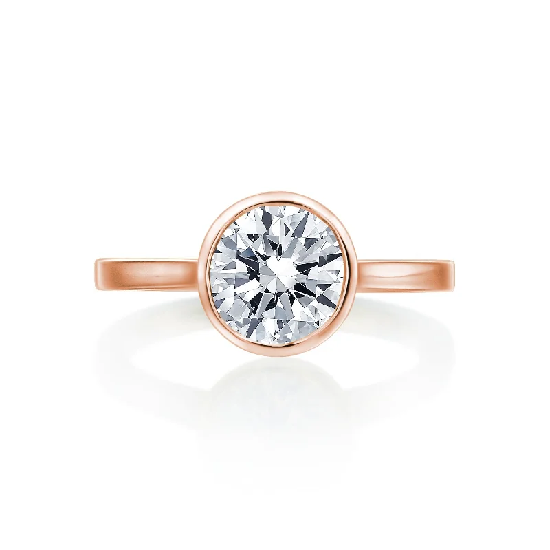 High-End Rings-River North Round Bezel Set Solitaire Wedding Ring