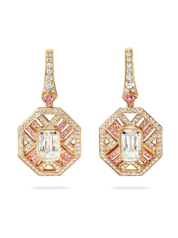 Geometric Earrings-Fifth Avenue Ashoka Diamond Yellow Gold Earrings