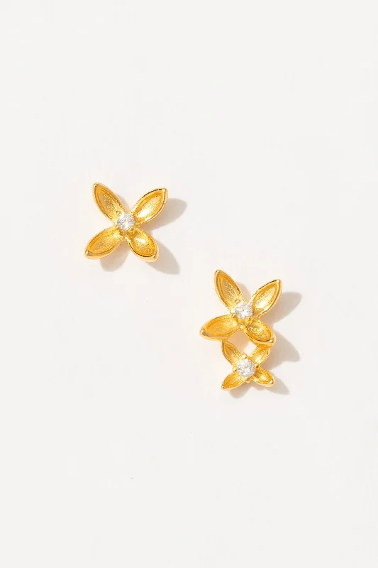 Natural Gemstone Earrings-Gold Osmanthus Earrings